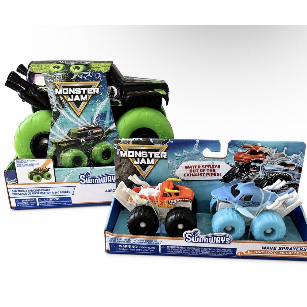 SWIMWAYS GRAVE DIGGER MONSTER JAM WILD WHIPPIN’ SPRINKLER AND WAVE SPRAYER VIRAL